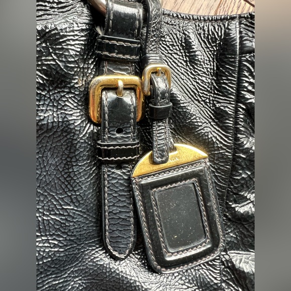 Authentic Vintage Prada Black Cervo Lux Leather Shine Tote bag - Picture 9 of 14